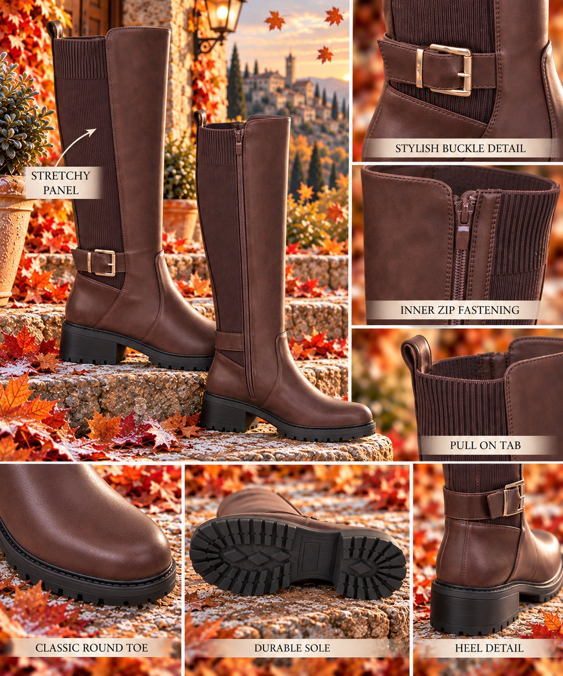 Bayswater Knee High Boots - Chocolate (choose your Size)