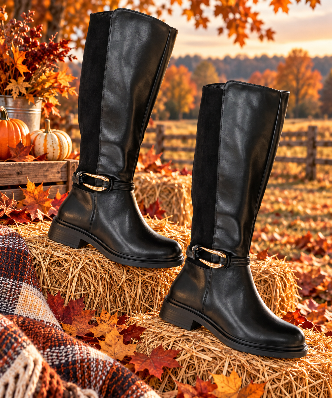 Bayswater Knee High Boots - Black (choose your Size)