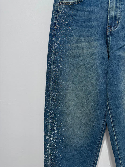 Stacy Barrel Leg Jeans - Mid Denim Sparkle