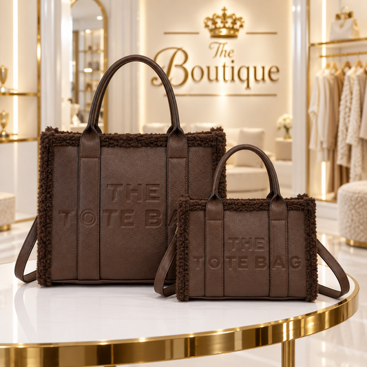 Tote Bag with Faux Shearing Trim - (choose your Colour & Size)