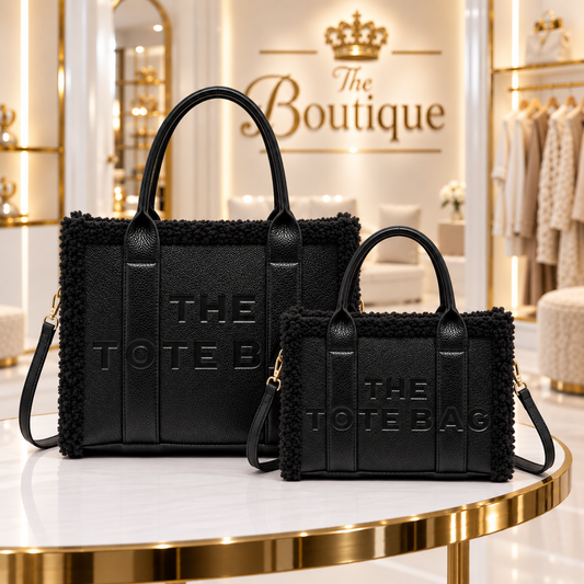 Tote Bag with Faux Shearing Trim - (choose your Colour & Size)