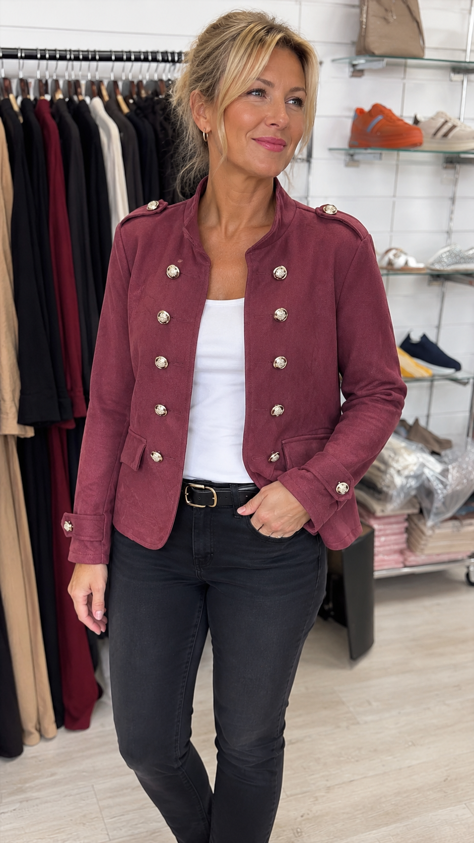 Elina Military Jacket - Faux Suede (Petite 6-10)