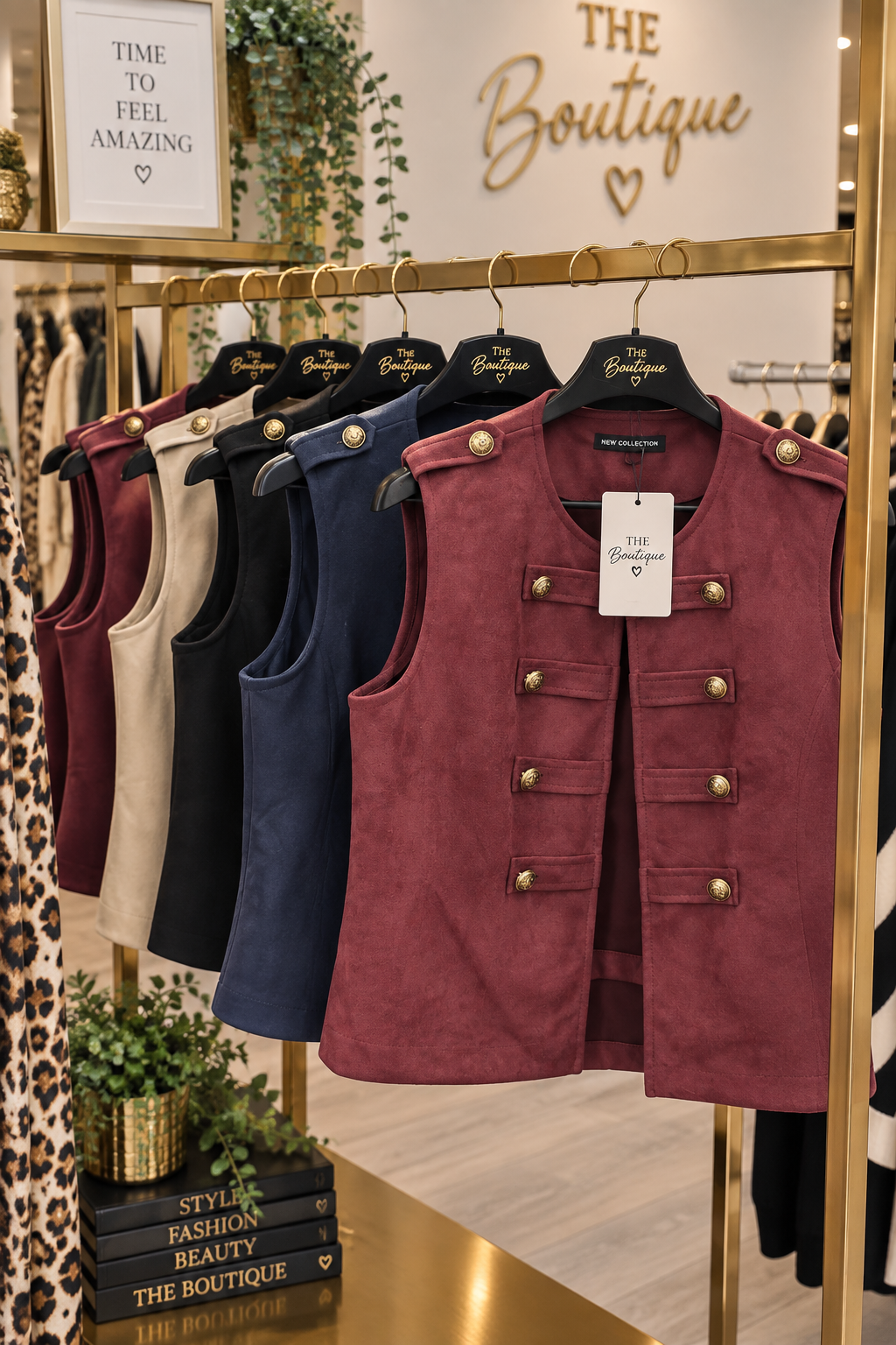 Military Faux Suede Waist Coat