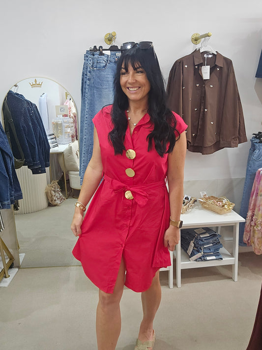 Karen Gold Button Dress