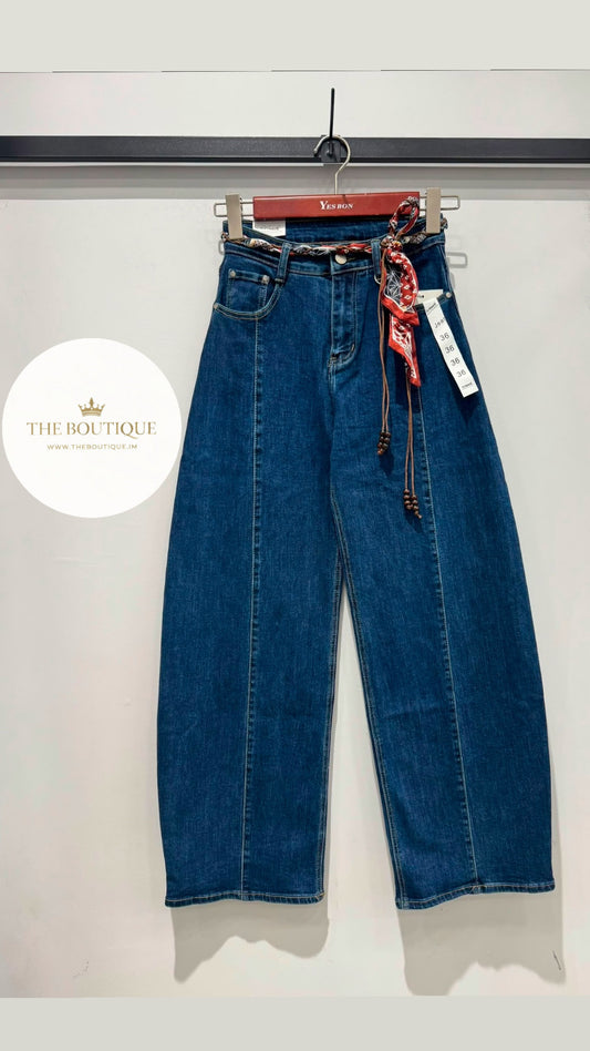 Sara Barrel Leg Jeans - with Scarf