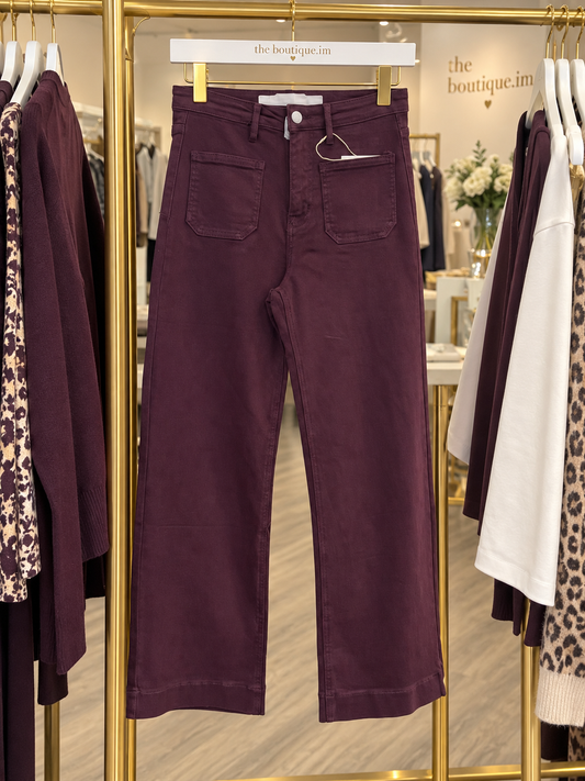 Darby Wide Leg Jeans - Berry