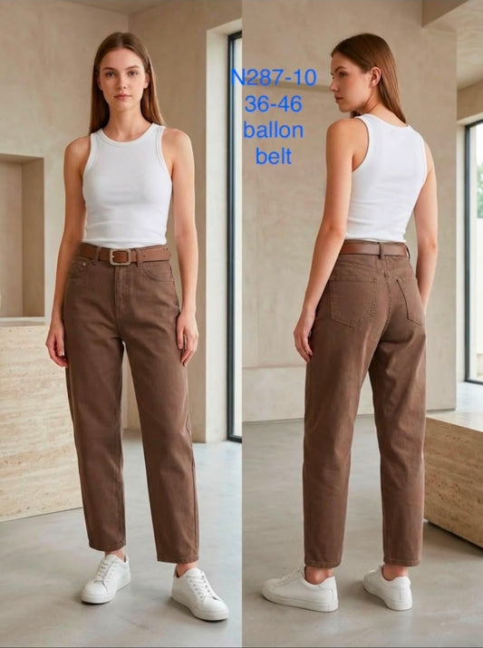 Sophie Barrel Leg Jeans - Chocolate