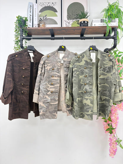 Camo Print Military Jacket - ( Magic Material )