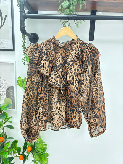Louisa Ruffle Blouse - Leopard