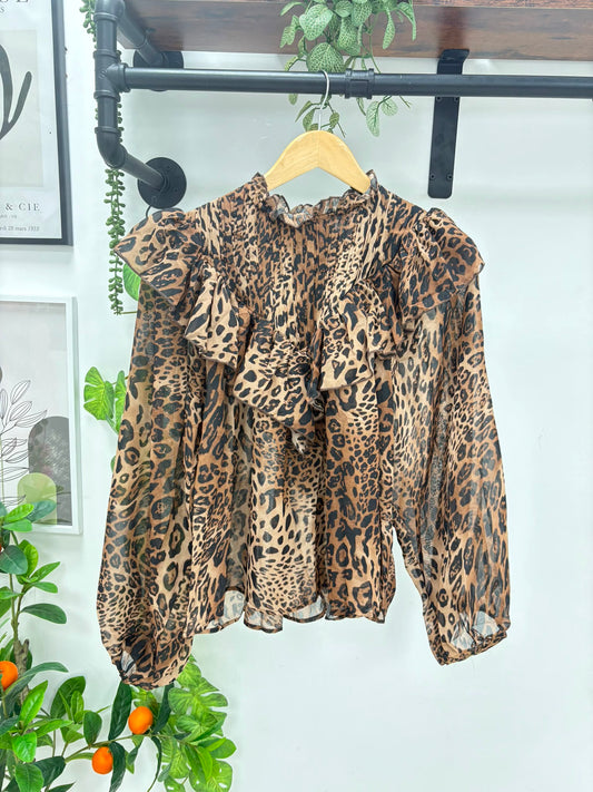Louisa Ruffle Blouse - Leopard