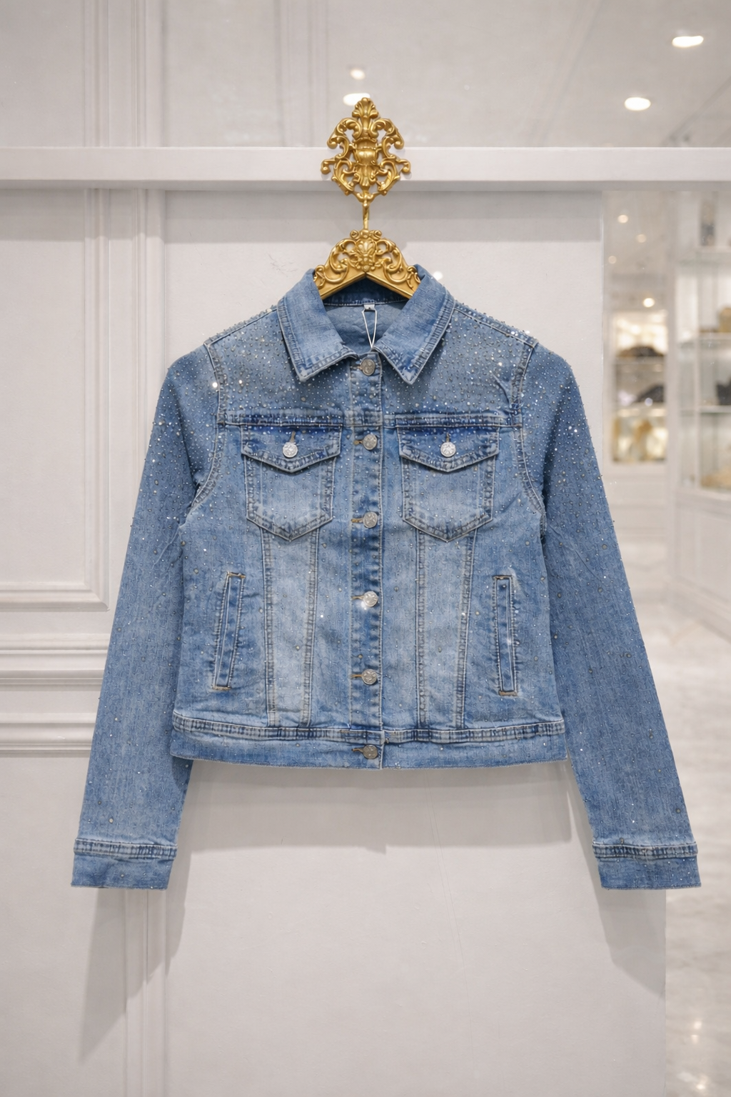 Crystal Denim Jacket with Stretch (Stonewashed)