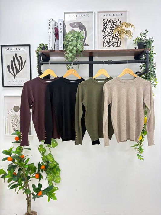 Jessica Gold Buttoned Jumper (choose your colour)