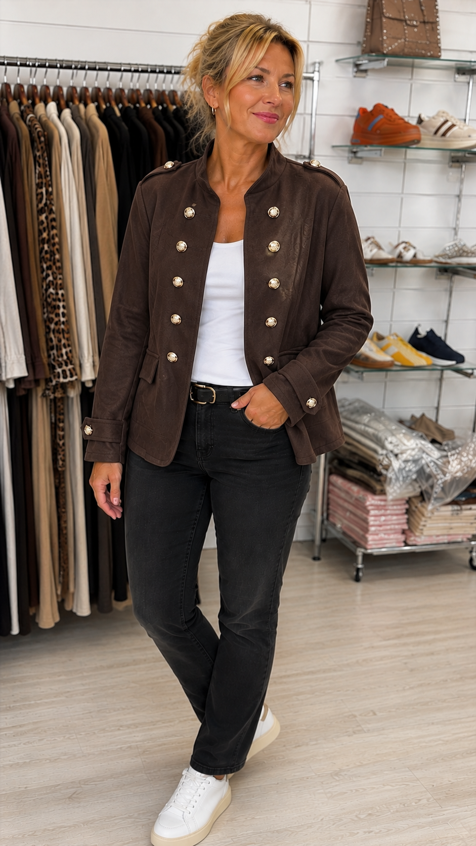 Elina Military Jacket - Faux Suede (Petite 6-10)