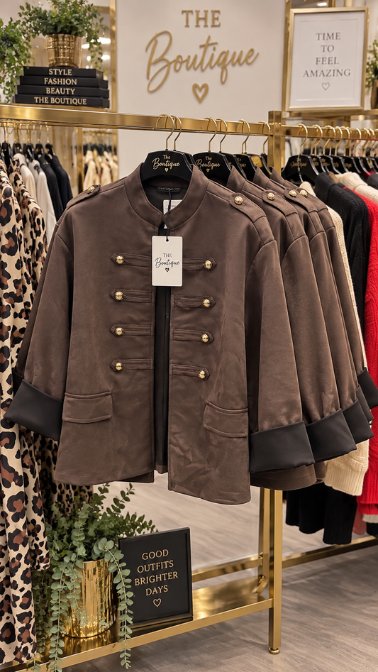 Military Faux Suade Jacket - One Size 10-16/18