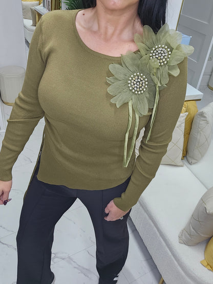 Azalea Green Longline Jumper