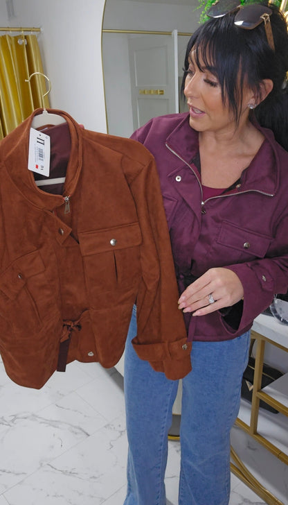 Melissa Suede Zip Jacket - Tie