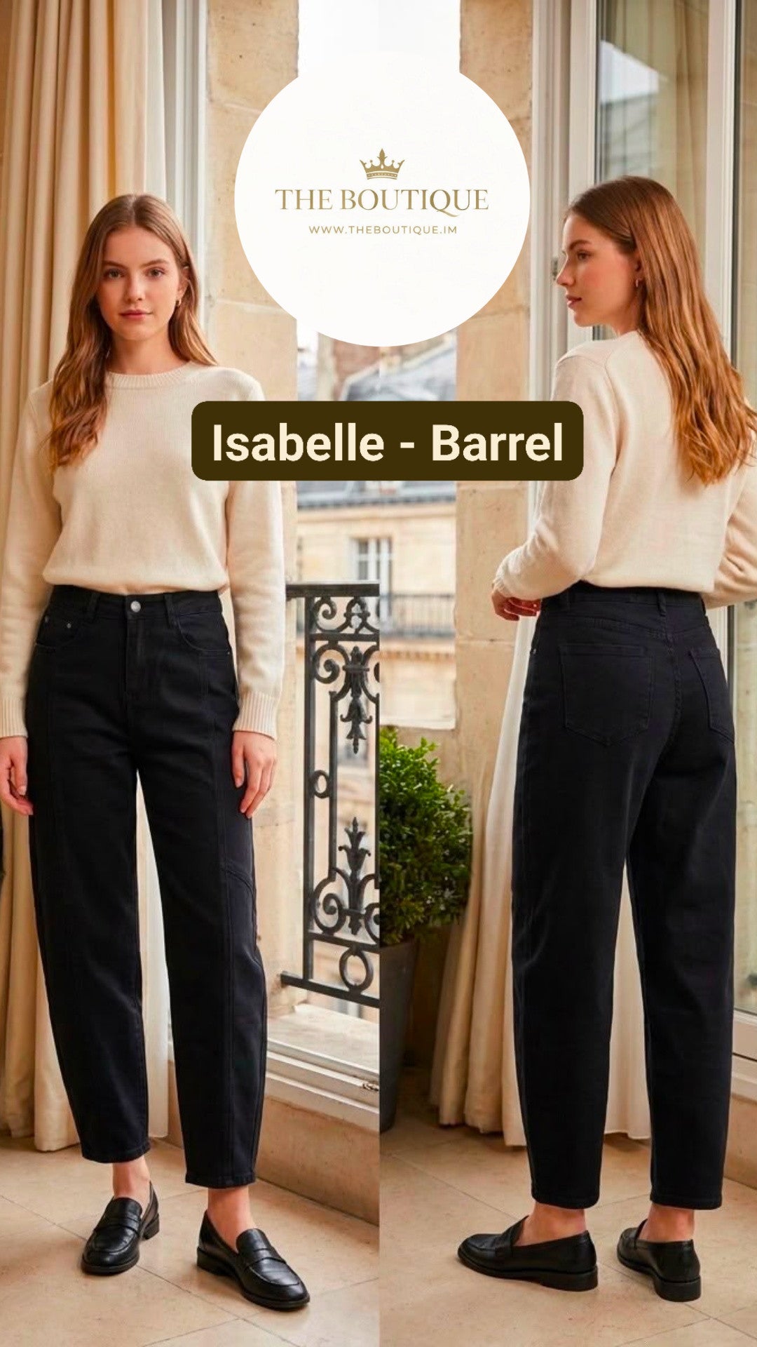 Isabelle Barrel Leg Jeans - Black