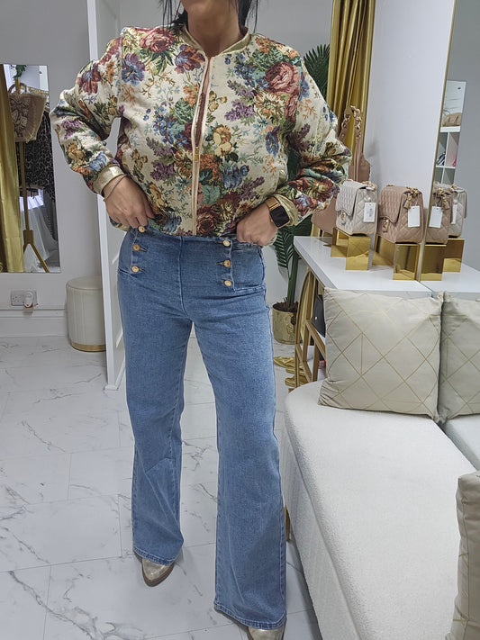 Hannah Button Wide Leg Jeans