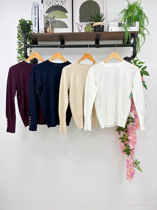 Jessica Gold Buttoned Jumper (choose your colour)