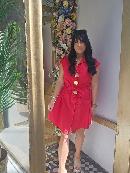 Karen Gold Button Dress
