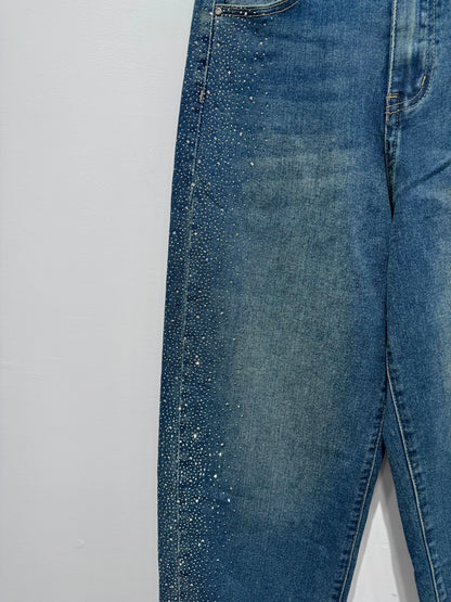 Stacy Barrel Leg Jeans - Mid Denim Sparkle